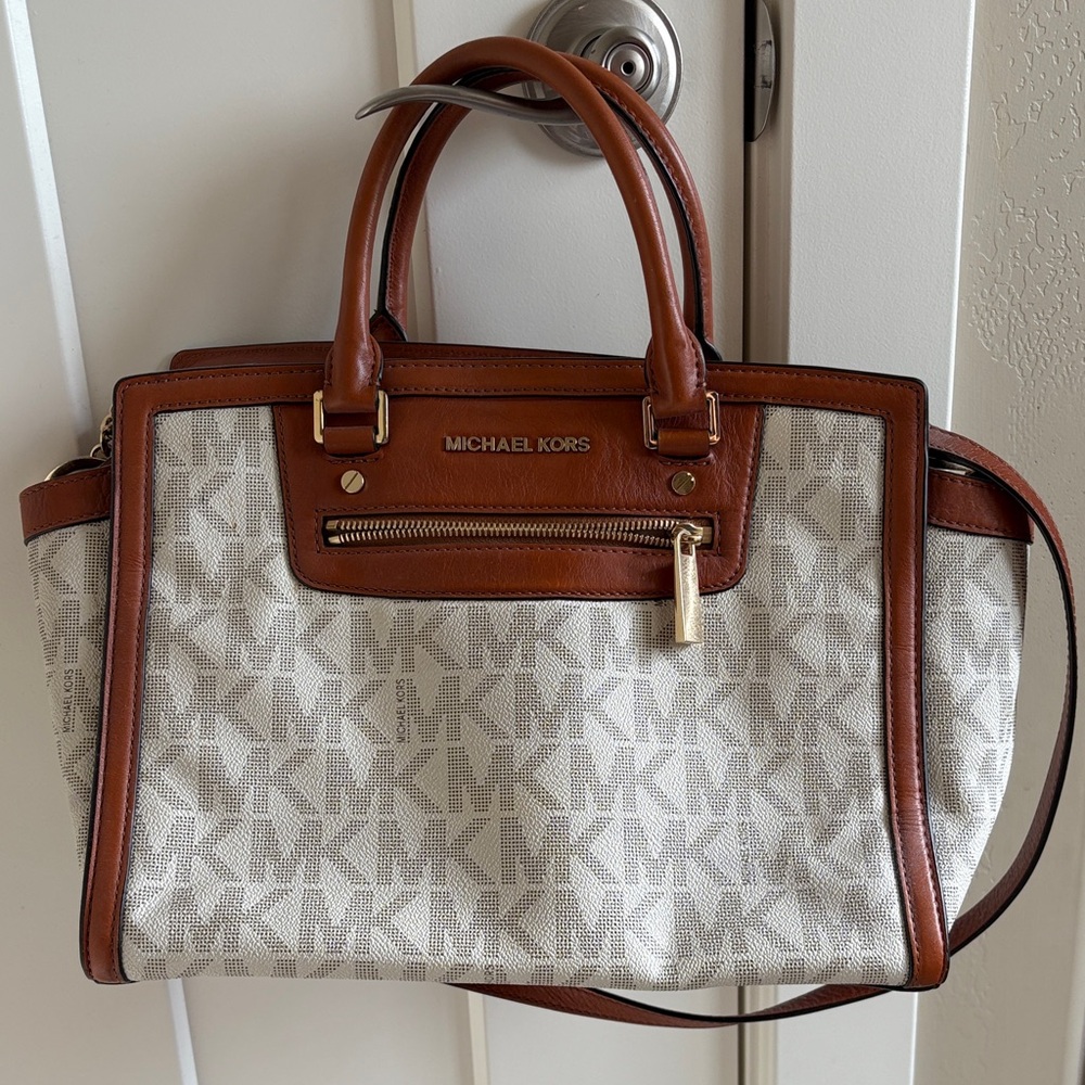 Michael Kors Tan and Cream Satchel